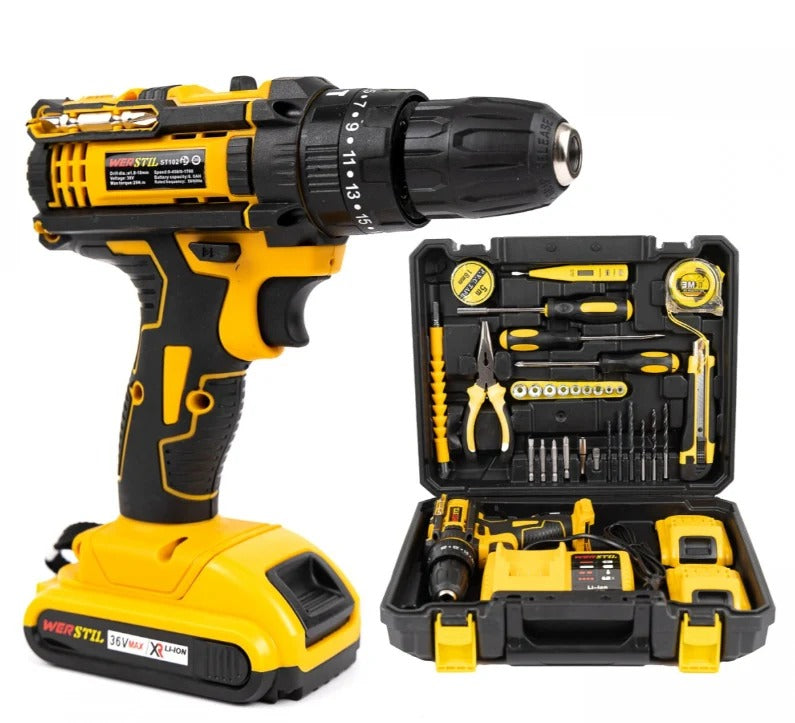 Trusa Bormasina cu 2 Acumulatori 36V 8Ah, Autofiletanta cu 30 de accesorii